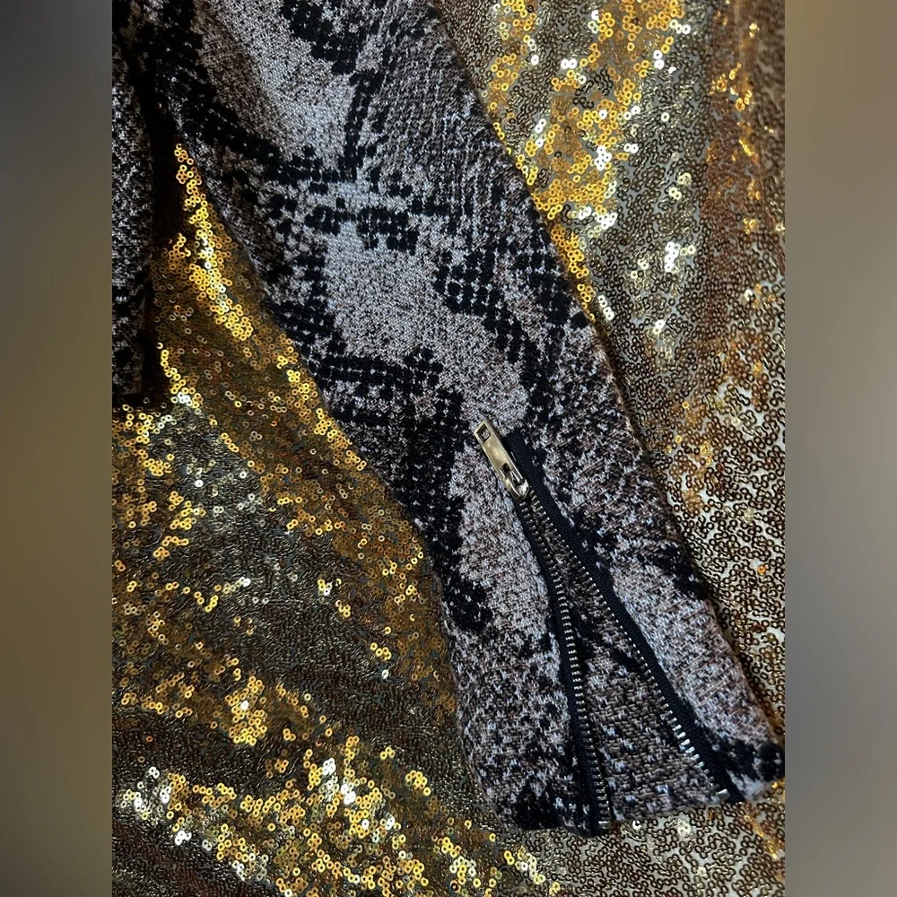 H&M Women Snake Print Jacket with Metal details Color Brown Size 4 - Picture 6 of 14